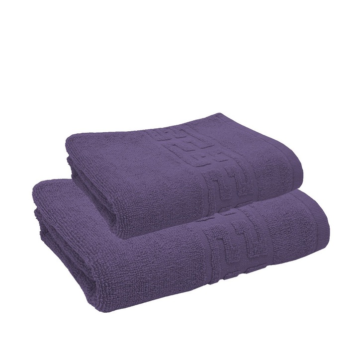 2db törülközőkészlet, görög szegély színű, mio 500, gr./m2, 50 x 90, 70 x 140, lila
