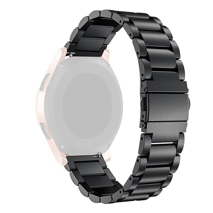 WatchBand™ Classic Steel fém szíj, Kompatibilis Samsung Galaxy Watch, Huawei Watch GT/GT 2 42 mm és más órákkal, 20 mm-es karkötőszélességgel, fekete