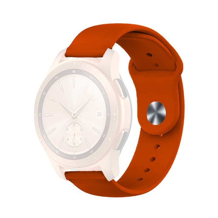 Curea din silicon WatchBand™ Pin Band, Compatibila cu smartwatch Samsung Galaxy Watch (42/46 mm), Huawei Watch GT/GT 2 (42/46 mm) si oricare alt model cu latimea bratarii de 20/22 mm - 22 mm, Portocaliu