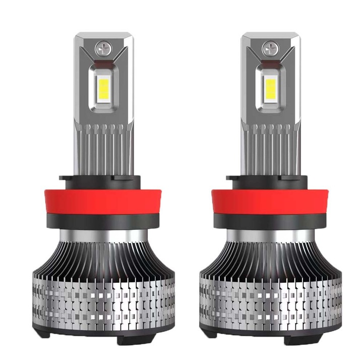 Set 2 LED-uri Auto Techstar® P30, H11/H9/H8, 80w, 14000 Lumeni, 6500K, AUTO, 12-24 Volti, CSP, Canbus, Miez Cupru, Radiator Aluminiu