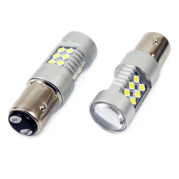 Комплект LED крушки, Amio 01438, Canbus, 3030 24SMD 1157, BAY15D, P21 / 5W, Бяла, 12V / 24V