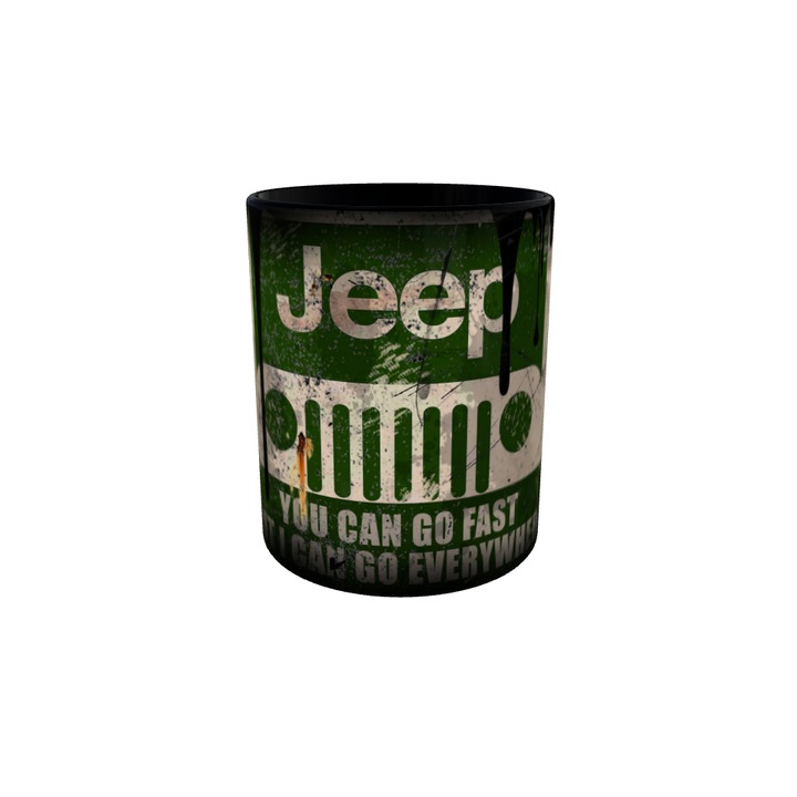 Cana gift shop personalizata cu mesaj, Jeep, model 1, din ceramica, 330ml