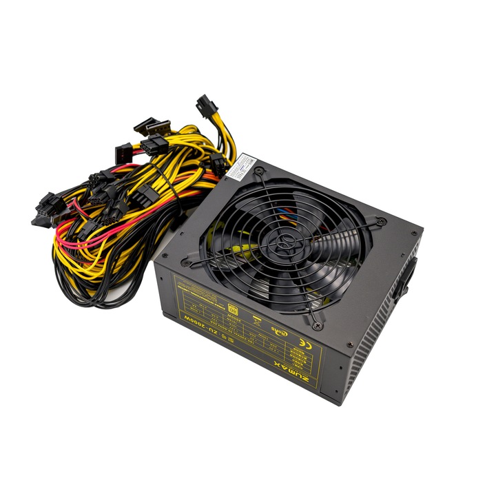 Sursa alimentare pentru mining Zumax 2000W, 14 conector, 8 pini, PFC, 80 Plus Gold