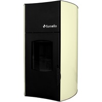 Termosemineu pe peleti Fornello Fiama Avorio 25 kw, complet echipat pentru incalzire, pompa, vas expansiune, automatizare, telecomanda, buncar peleti 30 kg, tiraj fortat, culoare Fildes, aprindere automata, pana la 160 mp