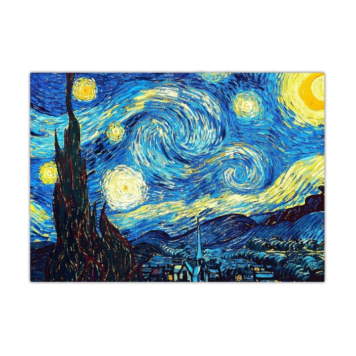 Tablou Canvas Premium, Noaptea Instelata Van Gogh, Picturi celebre, Rama Lemn Masiv, 30 x 45 cm