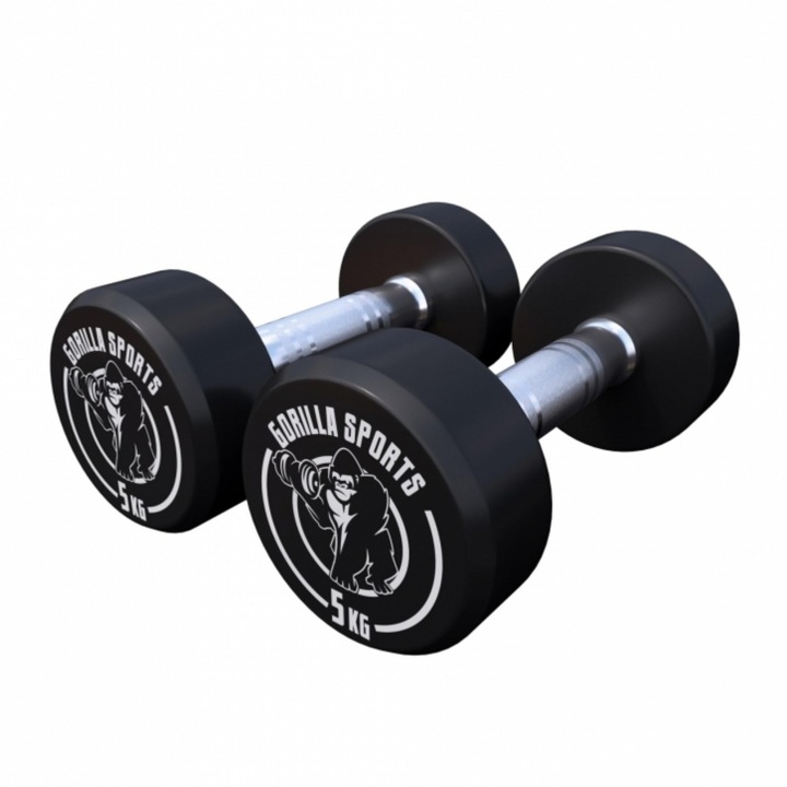 Set gantere cauciuc, Gorilla Sports, 10 kg - 2 x 5 kg