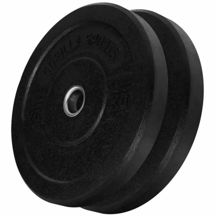 Set de 2 Discuri Bumper de cauciuc, Gorilla Sports, 30 KG - 2 x 15 KG