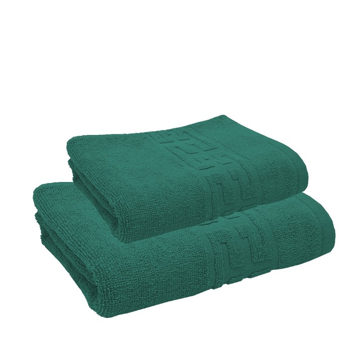 Комплект 2 хавлиени кърпи цвят гръцка граница, mio 500, гр./м2, 50 x 90 x 70 x 140, зелени