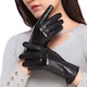 Дамски ръкавици, GOGOU, Екологична кожа, Touch функция, Черни
