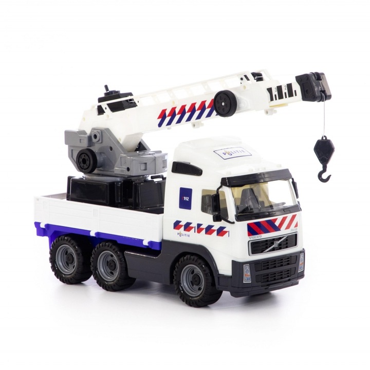 Камион с кран, Polesie, 49 см, Бял/Черен