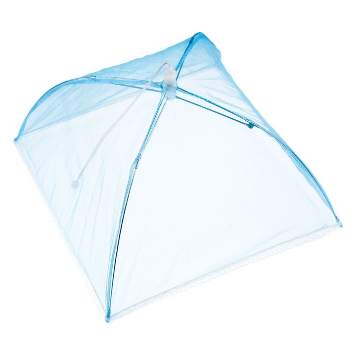 Umbrela pentru protejarea alimentelor si fructelor Shopiens®, albastra cu dantela alba, 35 x 35 cm