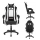 Scaun Gaming Players, Piele sintetica, Alb/Negru