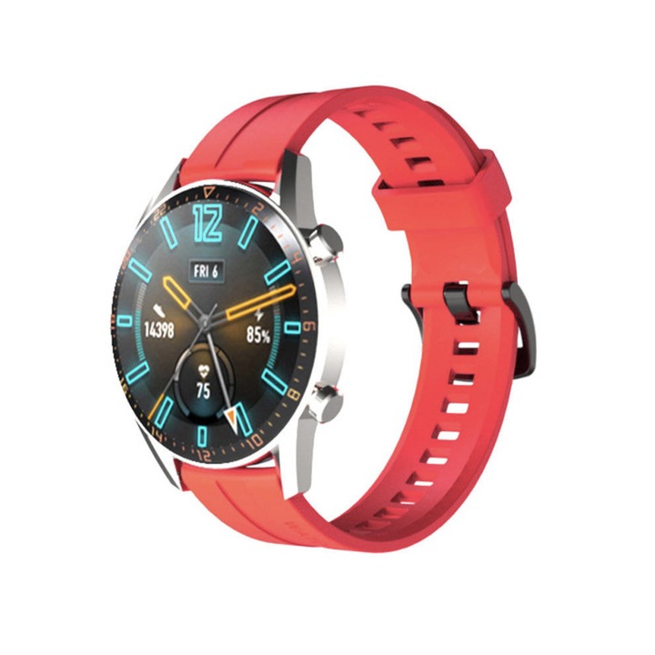 Huawei Watch GT / GT2 / GT2 PRO-val kompatibilis szilikon szíj, 46 mm, piros