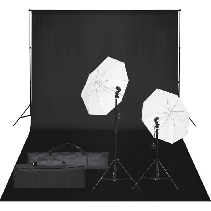 Kit studio foto cu set de lumina si fundal vidaXL, 85 x 15 x 15 cm
