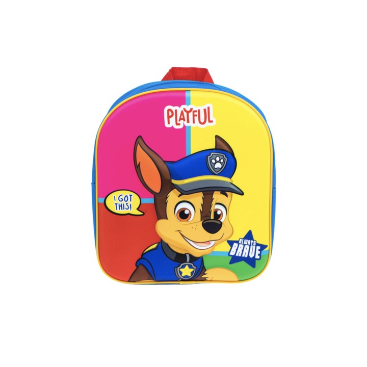 Раница Paw Patrol 3D, Chase, водоустойчива материя, размер 31 x 26 x 11 cm, MON-BBL5614