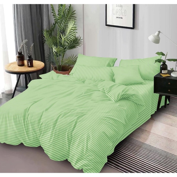 Lenjerie de pat dublu - 100% Bumbac Damasc 4 Piese - DP35