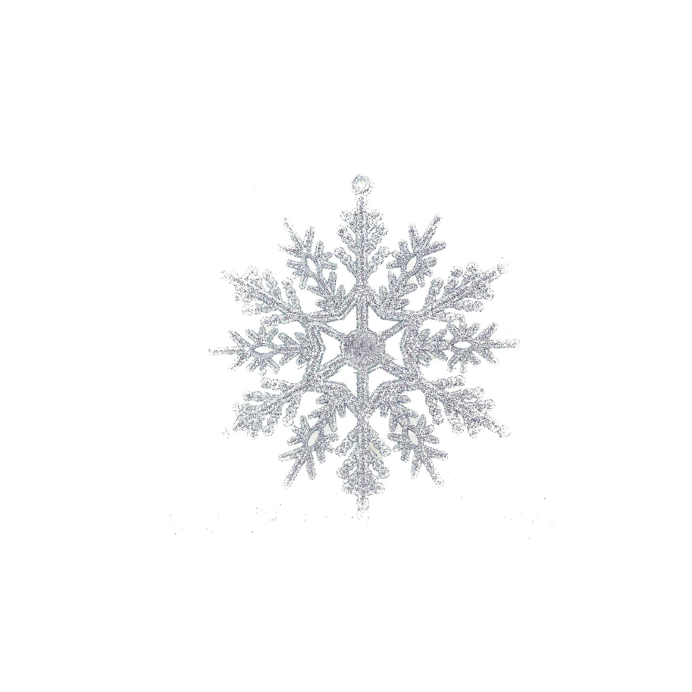 Комплект от 4 украшения за елха, сребърни снежинки, диаметър 15 см ...