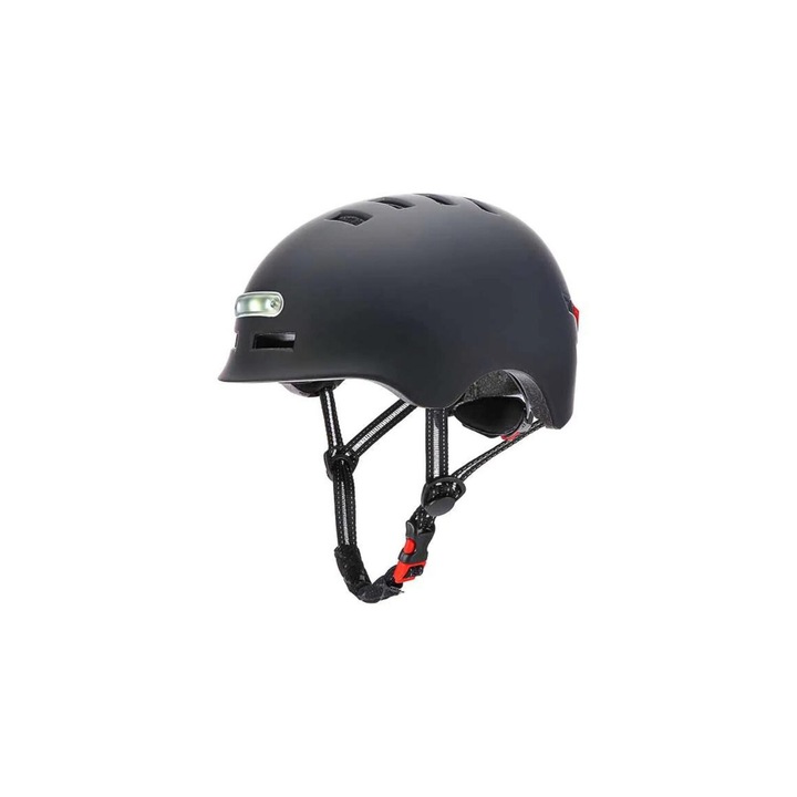 Casca cu lumina fata si spate, Negru, M, 54-57 cm