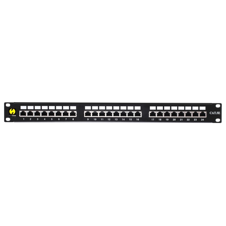 Panou de corectie, Netrack, 19'', 24 porturi, cat. 5e, FTP, cu raft