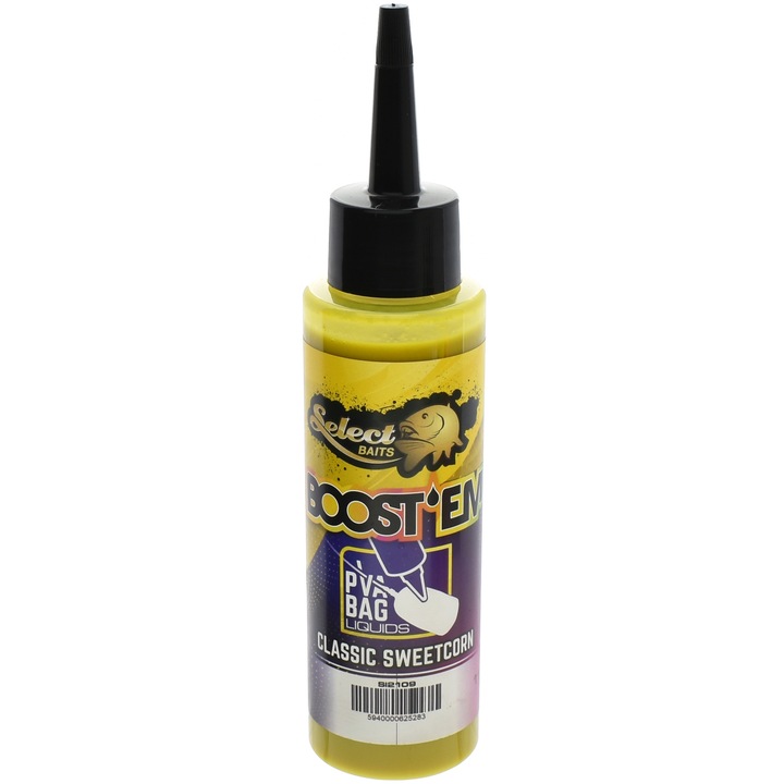 Folyékony adalék Select Baits PVA Boost Em, Aroma Classic csemegekukorica, 115 ml
