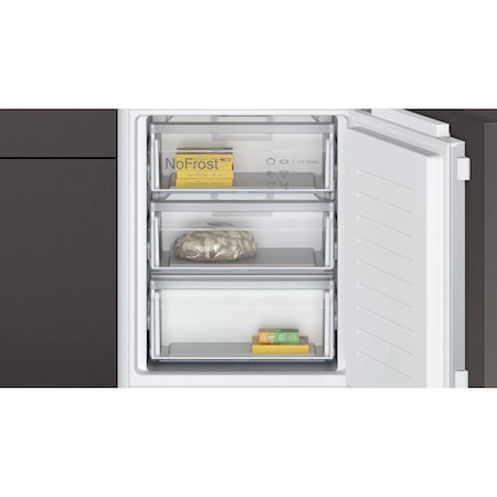 Combina frigorifica incorporabila NEFF KI7862FE0, Rafturi reglabile din sticla, Eco Air Flow, Sticla securizata, LED Light, FreshSafe, No Frost, Clasa energetica E, Alb
