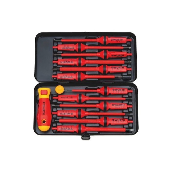Set de surubelnite Wurth VDE SL-PH-PZ-TX, 14 bucati, Negru/Rosu