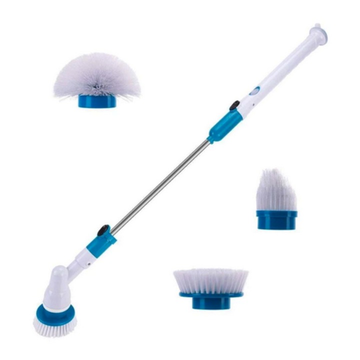 Forgófejes tisztító kefe szett, Hurricane Spin Scrubber, 3 forgófejes, fehér