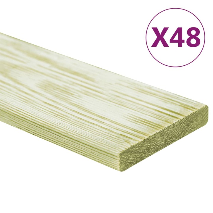 vidaXL 48 db impregnált tömör fenyőfa padlódeszka 5,76 m² 1 m 3107770
