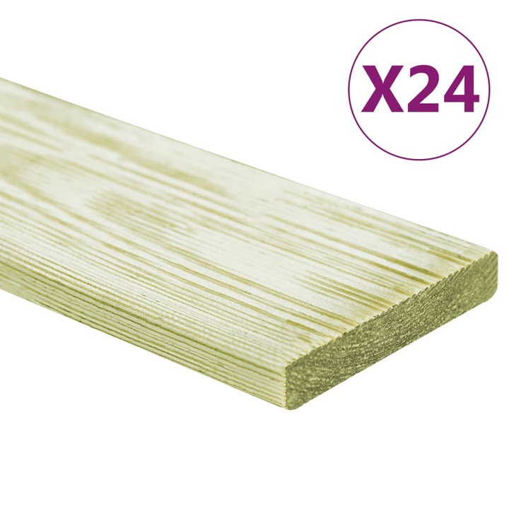 vidaXL 24 db impregnált tömör fenyőfa padlódeszka 2,88 m² 1 m 3107768