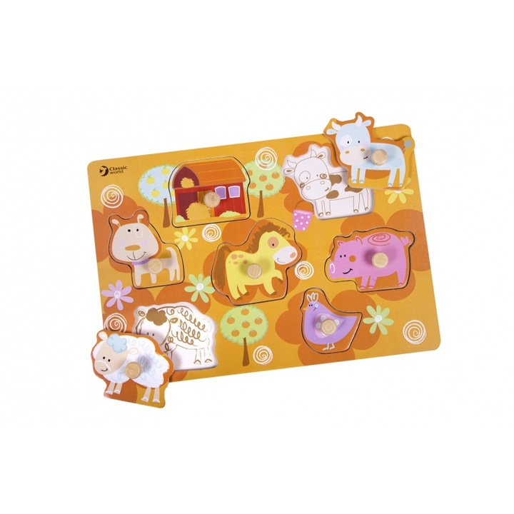 Puzzle, Classic World, Lemn, 18 luni+, 7 piese, Multicolor