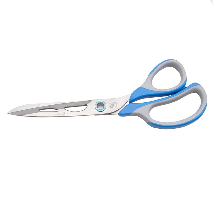 Foarfeca pentru croit, sistem ring lock, otel inoxidabil, manere albastre, Singer