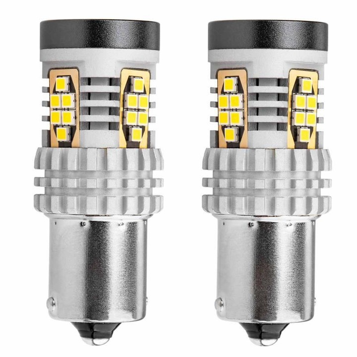 2 db jelző izzó készlet 24 LED 12/24V P21W BA15s Canbus 02797 Amio