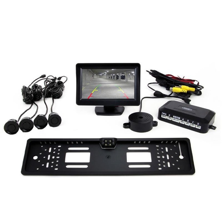 Amio Parkolási asszisztens készlet kamerával, 4 érzékelővel és 01552 támogatási számmal