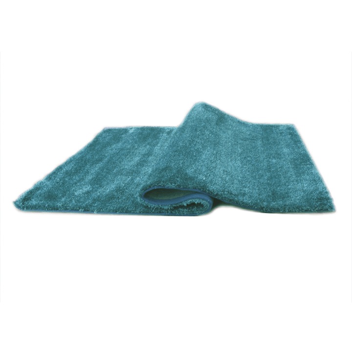 DacEnergy© szőnyeg, 100% poliészter, egyszerű minta, sima, türkiz, 140 x 200 cm