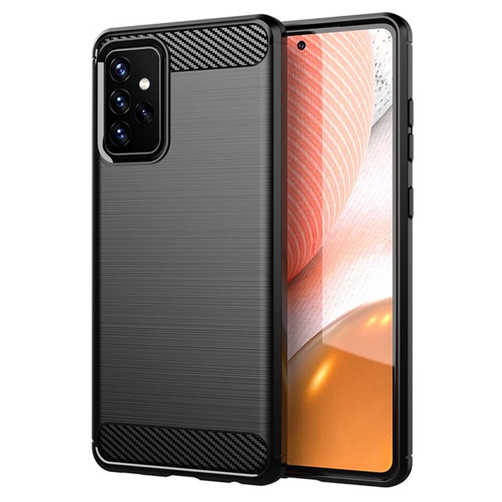 Калъф AZIAO Carbon Resistance за Samsung Galaxy A72 4G / A72 5G, TPU по-добра защита, оптимизация против удар, Titanium Black