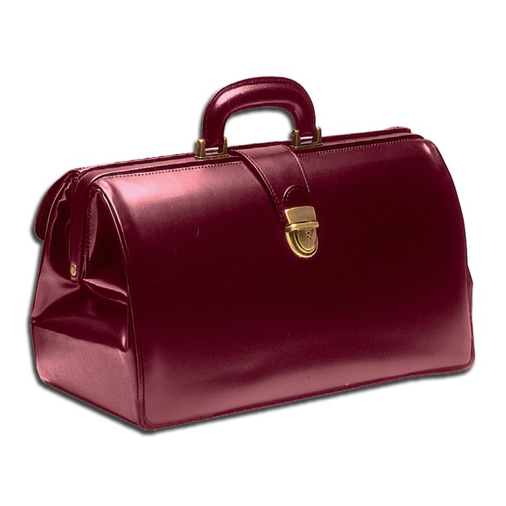 Geanta medicala din piele Super Texas, despartitor transversal interior la 8 cm din lateral, 42x20x23 cm, rosu