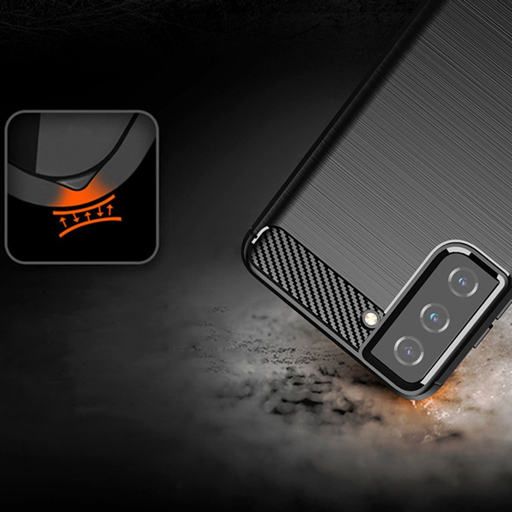 Husa pentru Samsung Galaxy S21 5G, Techsuit Carbon Silicone, Black