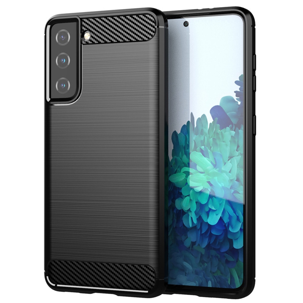 Husa pentru Samsung Galaxy S21 5G, Techsuit Carbon Silicone, Black