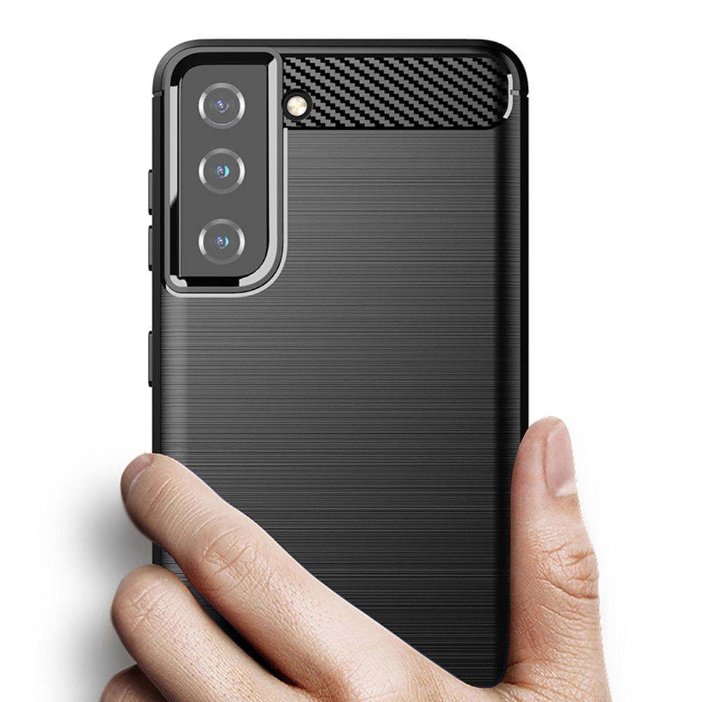 Husa pentru Samsung Galaxy S21 5G, Techsuit Carbon Silicone, Black