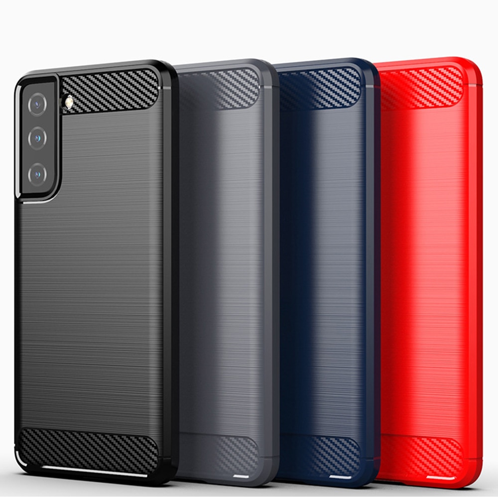Husa pentru Samsung Galaxy S21 5G, Techsuit Carbon Silicone, Black