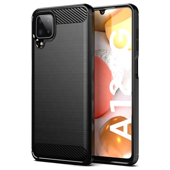 Samsung Galaxy A12 / A12 Nacho tok - Techsuit Carbon szilikon - fekete