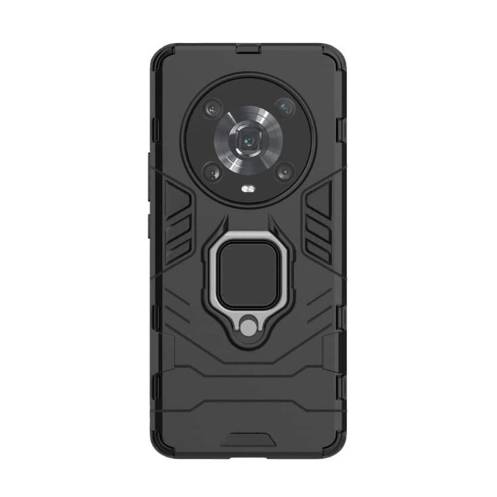 PhoneGuard Ring Armor KickStand Case, за Honor Magic4 Pro, удароустойчив, мултифункционален пръстен, черен