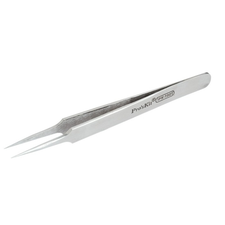 Penseta dreapta cu varf super fin, 120mm, Pro'sKit