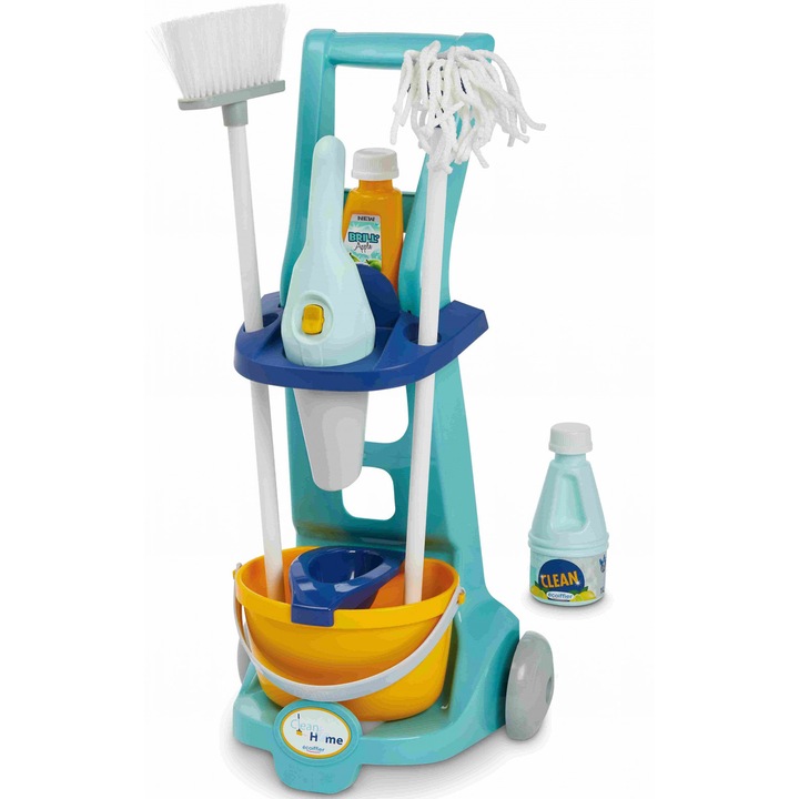 Écoiffier Clean Home Játék gurulós takarítókocsi morzsaporszívóval