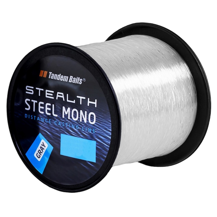 Fir monofilament pentru pescuit, Tandem Baits, Stealth Steel Mono, 0.30 mm, 1200 m, Gri