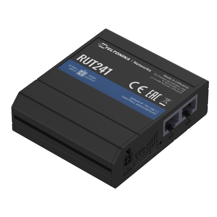 TELTONIKA RUT241 COMPACT INDUSTRIAL LTE ROUTER, 4G (LTE) – Cat