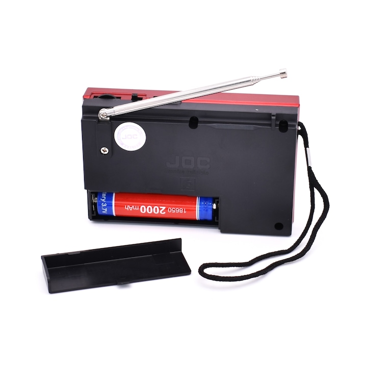 Radio portabil JOC -KK9, MP3, microSD/USB,FM, afisaj electronic, acumulator 2000 mAH, rosu 3