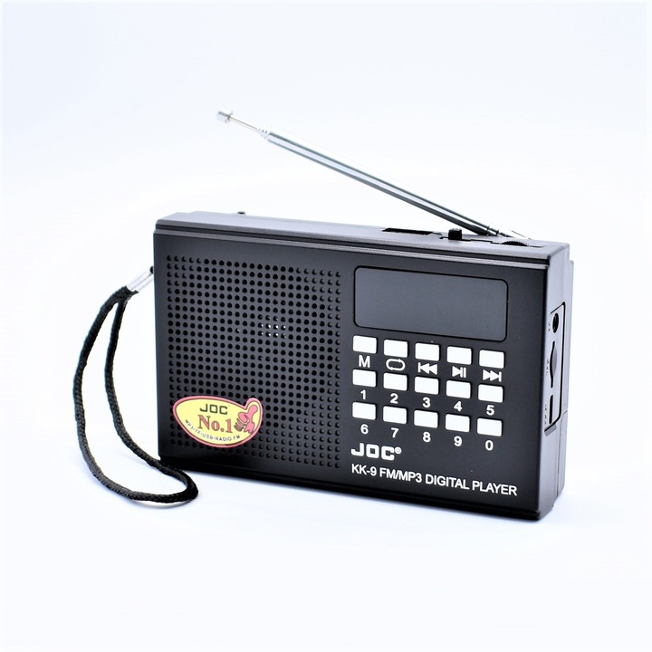 Radio portabil cu acumulator 3.7v 2000mAh, mp3, card TF, usb, FM, bluetooth, afisaj electronic, JOC – KK9 negru