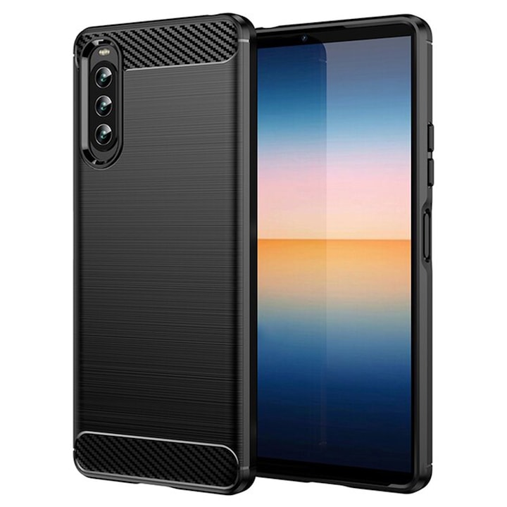 Кейс за Sony Xperia 10 IV, Techsuit Carbon Silicone, черен