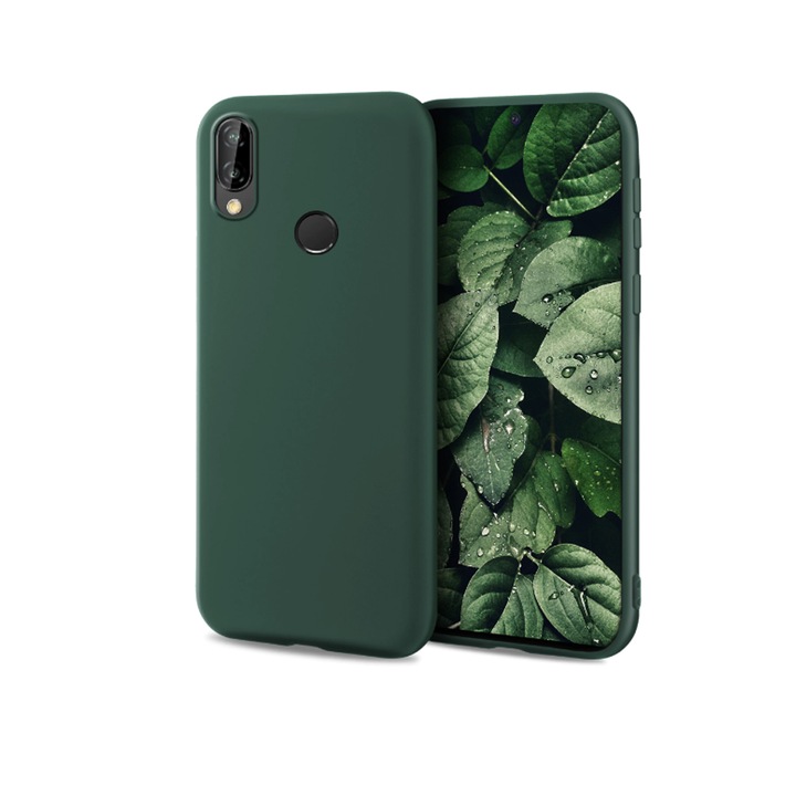 Кейс G-Tech, за Huawei P20 Lite, Силикон, Матов, Тъмнозелен